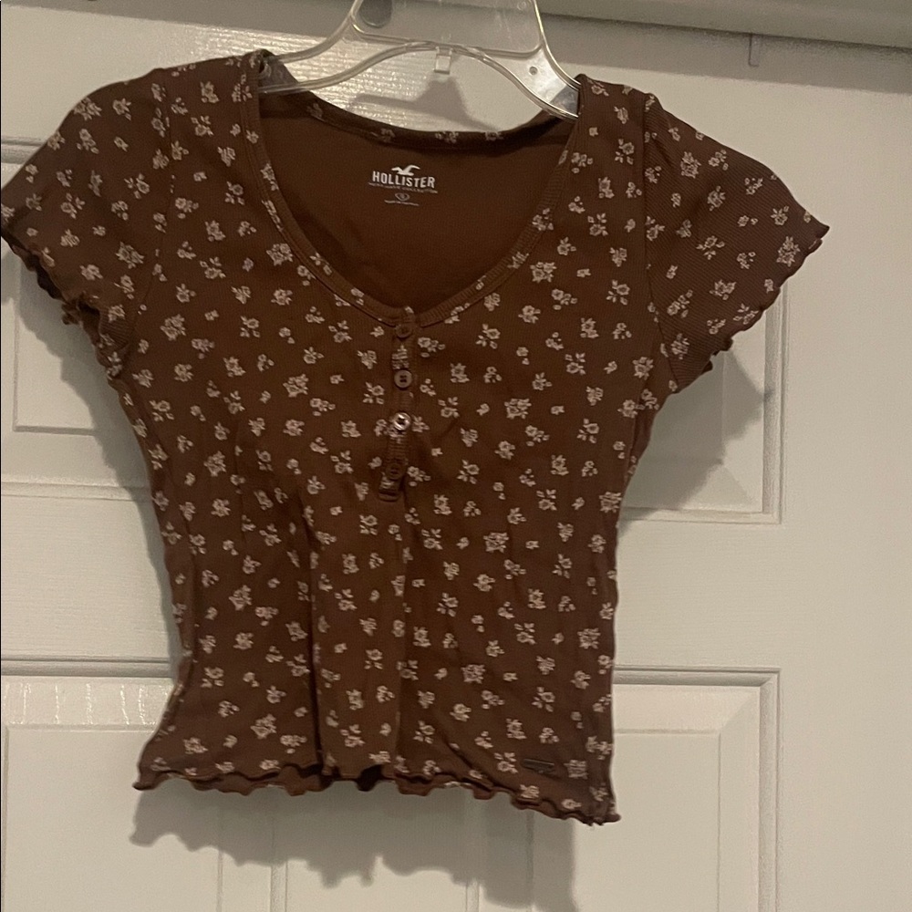 Hollister Brown Floral Crop Top